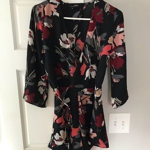 Olivaceous black floral low cut romper